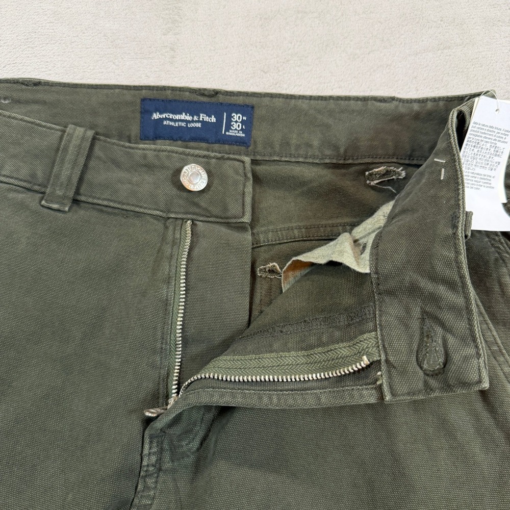 NEW Abercrombie & Fitch Mens 30x28 Athletic Loose Carpenter Pants Olive Green - Picture 6 of 12